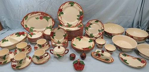 64PC VINTAGE FRANCISCAN APPLE DINNERWARE DISH SET PLATES*BOWLS*CUPS*SERVERS*MORE