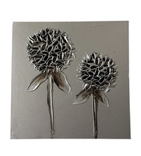 Dunelm 3D Textured Flower Art Silver & Bronze Wall Painting On Canvas 30x30cm