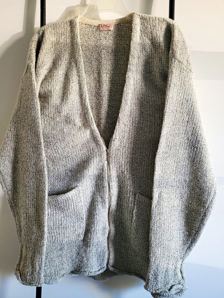 Cárdigan suéter chaqueta rara vintage Lee "Prendas de punto garantizadas" mezcla de lana para hombre