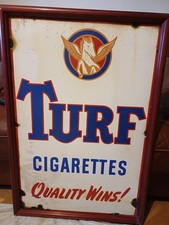Turf Cigarettes Enamal Sign, Good Condition With Nice Frame
