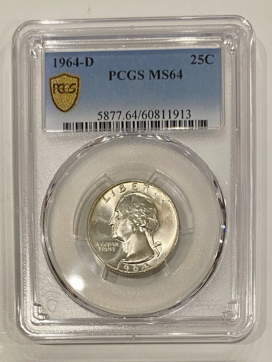 PCGS Certified MS 64 Graded 1964 Washington Quarters (1932-1998