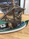 Antique Folk Art handcrafted wooden model fishing boat — photo 3