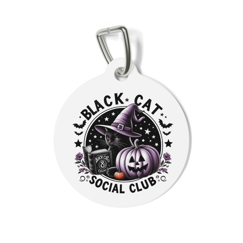 Black Cat Social Club 2 sided Pet Tag - Picture 2 of 5
