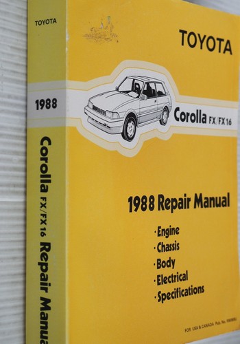 1988 Toyota Corolla FX FX16 Factory Shop Service Repair Manual Original - Picture 2 of 4