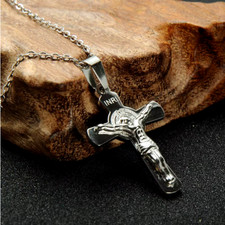 3D JESUS CROSS CRUCIFIX RELIGIOUS FAITH Pendant 20" 925 Sterling Silver Necklace