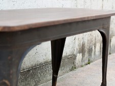 Tavolo vintage in legno TEAK massello basamento in ferro stile industriale