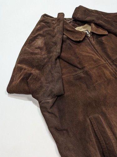 HUGO BOSS Vintage 80s-90s Authentic Men's Brown Leather Jacket Loose Fit Size XL - Picture 3 of 16