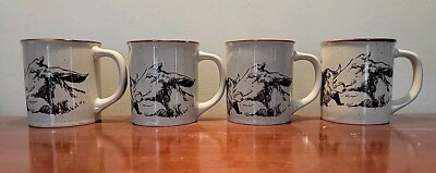 J. Downs Down On The Farm  Coffee Cup Donkey Set 4 Vintage 1980