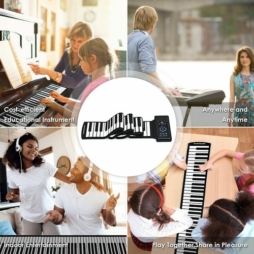 Teclado de piano flexible enrollable de 61 teclas con altavoz incorporado - Imagen 10 de 12