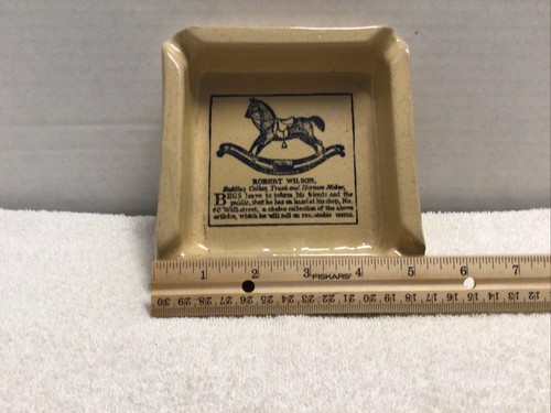 Moira Pottery Stoneware Vintage HEAVY Advertising Ashtray Robert Wilson Saddlery - Picture 5 of 10