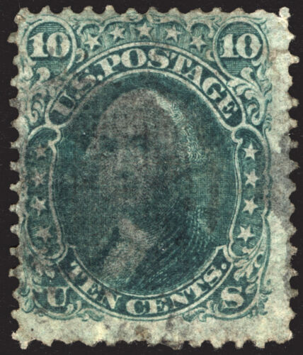 U.S. #96 10c Green 1868  VF-XF Used ::F Grill:: CV $260++ - Picture 1 of 2