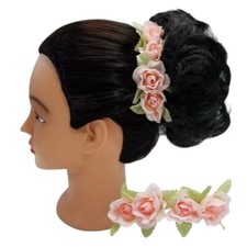 Lot of 18 Peachy/Pink 5" Artificial Flower Strips Hair Pageant Wedding Dance New