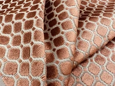 GP & J Baker Geometric Cut Velvet Fabric- Indus Velvet / Sienna 9 yd BF10826.338