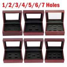 1-7 Holes Championship Ring Display Case Box Wooden Collection storage Box US