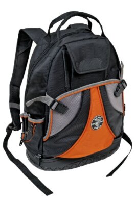 Klein Tools 55421BP-14 20'' Electricians Tool Backpack, 39 Pockets, Black, Orange