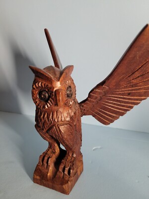 Iron Wood OWL Hand Carved, wings may be attached 