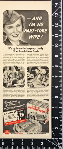 Nabisco Shredded Wheat Woman in Military Uniform Vintage Print Ad 1942 - Picture 2 of 6