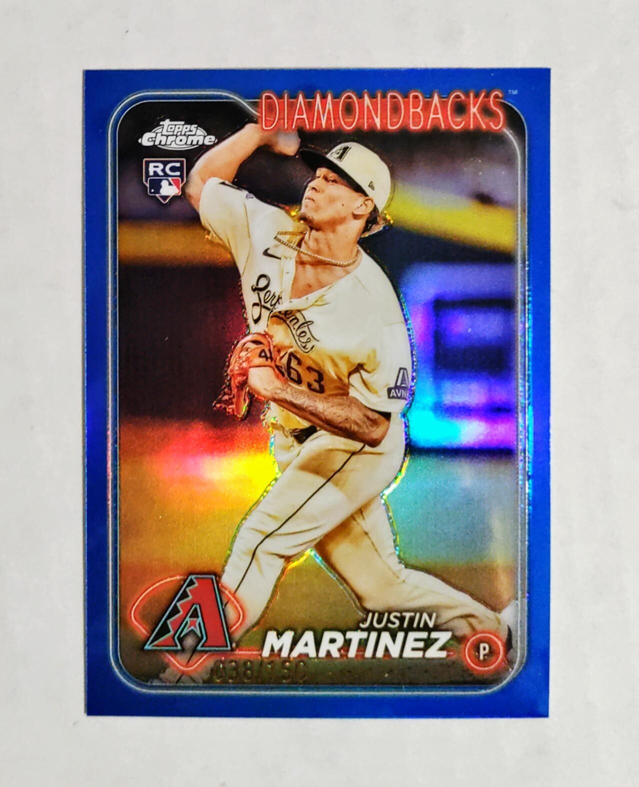 Justin Martinez 2024 Topps Chrome RC #159 Rookie BLUE REFRACTOR 038/150 D5