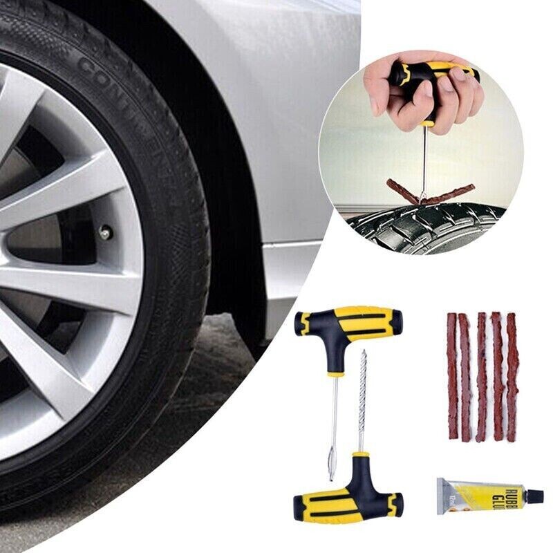 Pro Car Tubeless Tyre Tire Puncture Repair Plug Repair Kit Needle Patch Fix  Tool