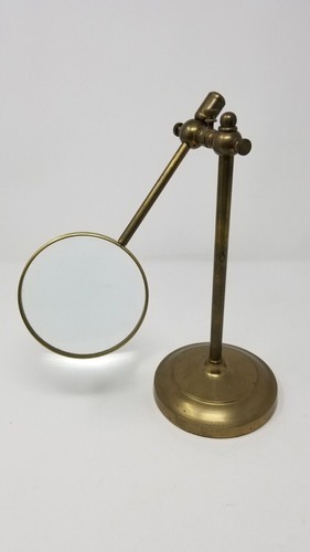 Antique Desktop "Nautical" Magnifying Glass on Brass Stand Adjustable Decorative - Picture 8 of 8