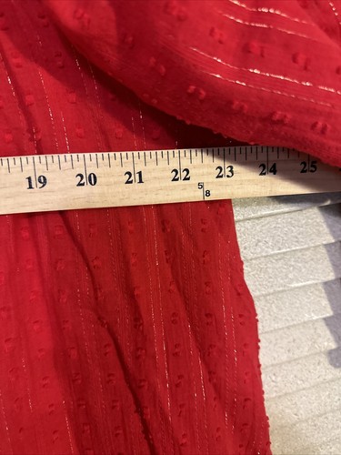 NWOT Old Navy Tunic Blouse XL Red Semi Sheer Gold Metallic Thread Peasant - Picture 8 of 9