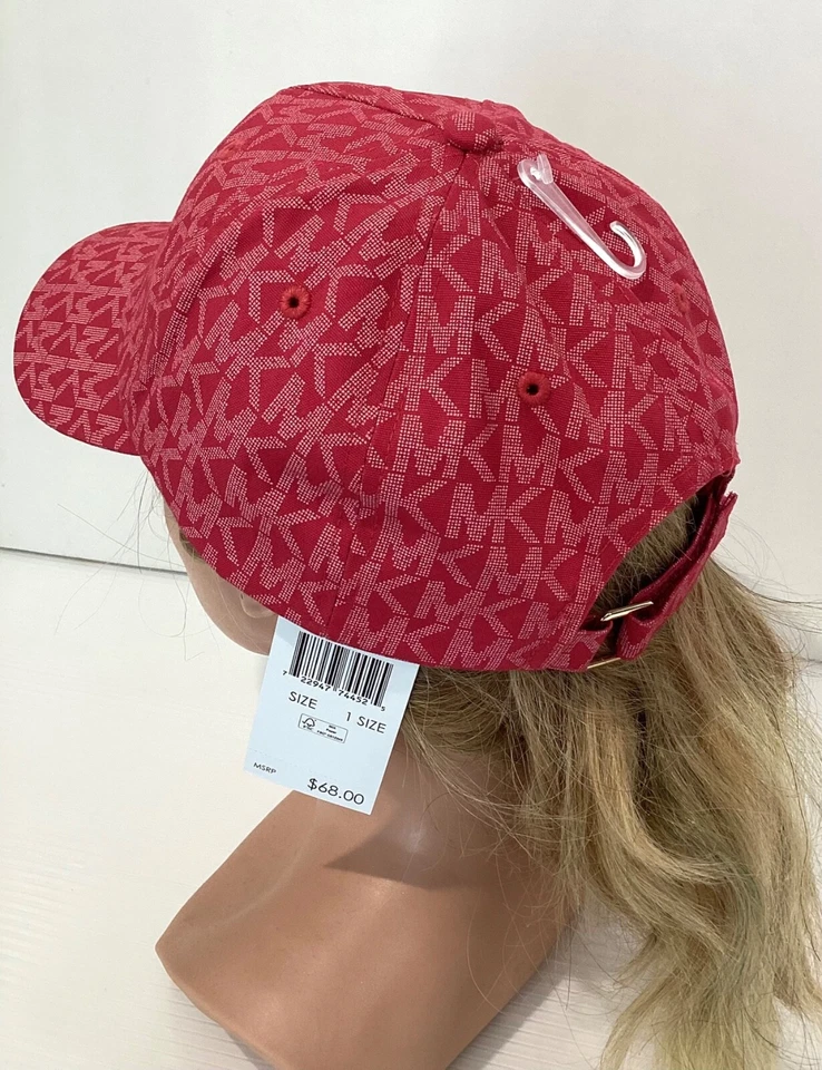 Женская красная бейсбольная кепка Michael Kors с принтом логотипом MK регулируемая - Изображение 3 из 4