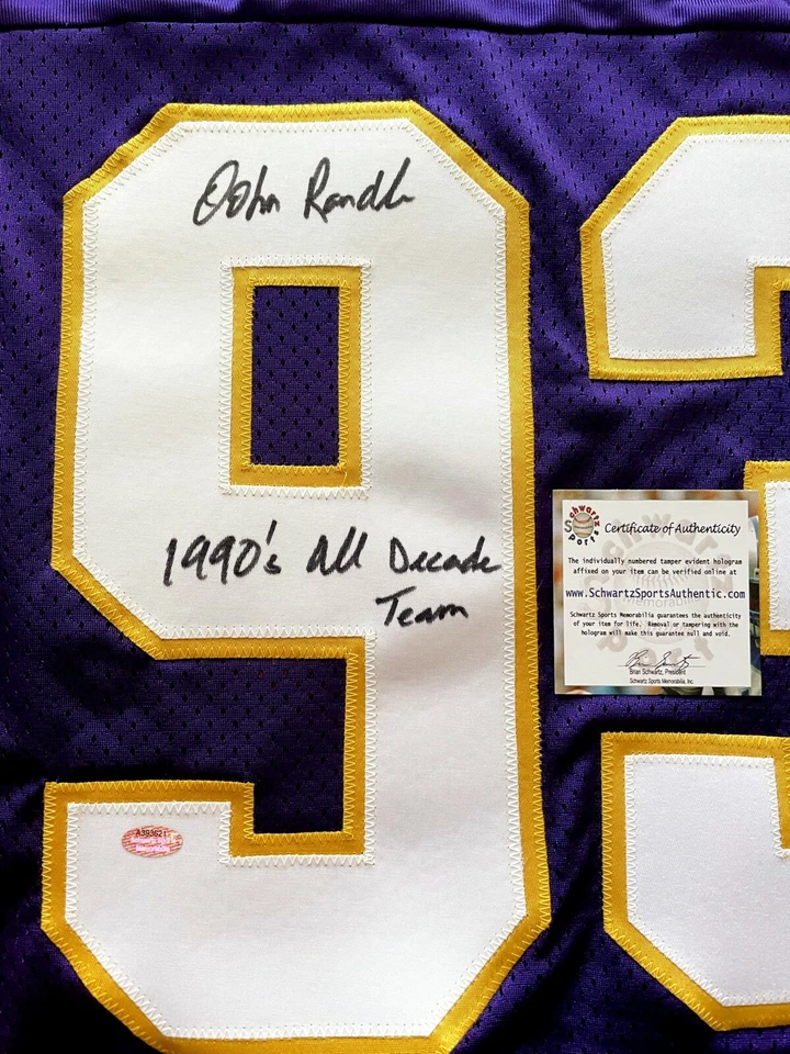 Camiseta Reebok de los Vikings autografiada firmada por John Randle (inscrita en el equipo de toda la década) Foto 2 de 2