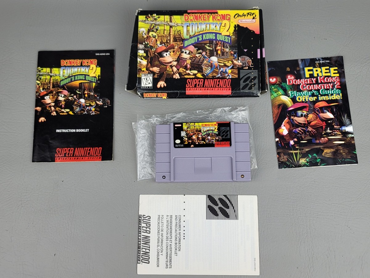 SNES Super Nintendo DONKEY KONG COUNTRY DIDDY'S KONG QUEST w/box,manual+