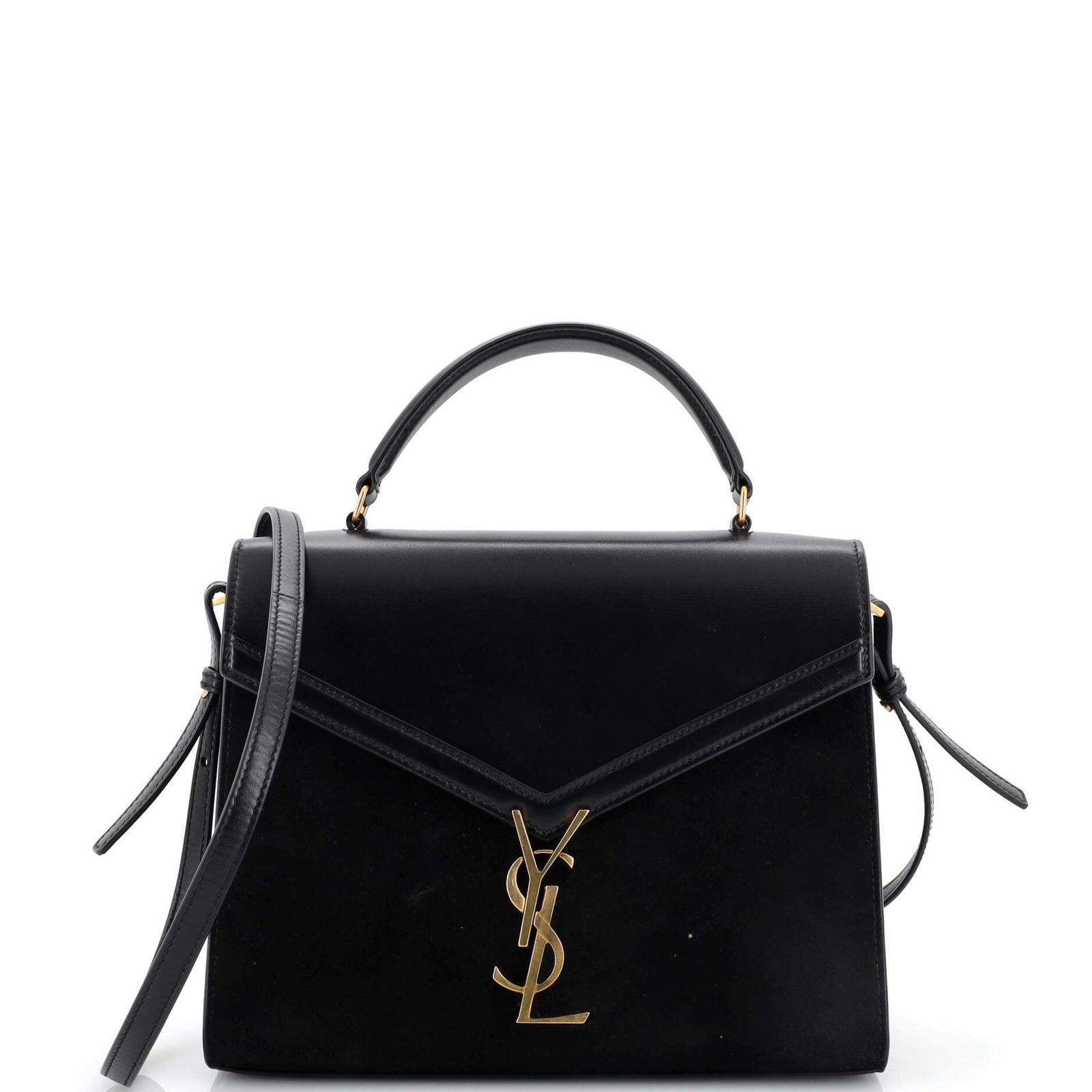 Saint Laurent Cassandra Top Handle Bag Leather and Su… Gem