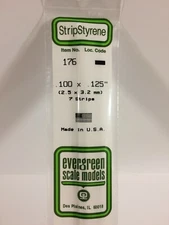 NEW Evergreen Scale Models #176 Strip Styrene .100 x .125 x 14 in 7 Pk