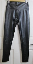 NIP Oshedyea Black Faux Leather Pants Womens Size S 26x26 Stretch 13-30527