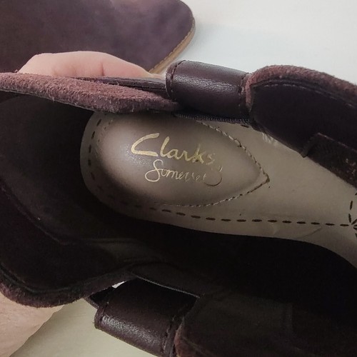 Clarks Somerset Womens Ankle Boots Purple Suede Slip On Booties Size 6.5 M - Picture 10 of 11