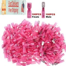 Red Spade Terminals Female Male 22-16AWG Heat Shrink Wire Crimp Connector 200pcs