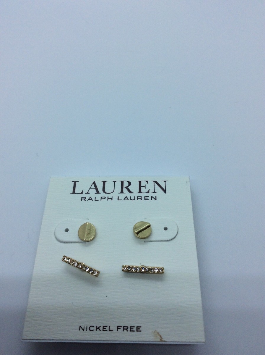 NWT Lauren Ralph Lauren gold tone small 2PC stud circle
