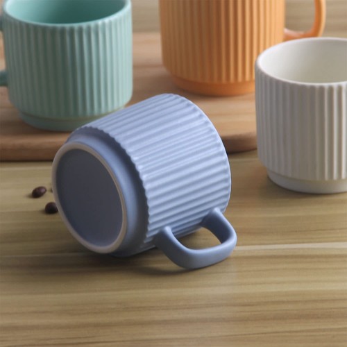 Stackable Coffee Mugs Set Of 4 7 Oz Ceramics Espresso Cups For Latte Cappuccino - Picture 4 of 7