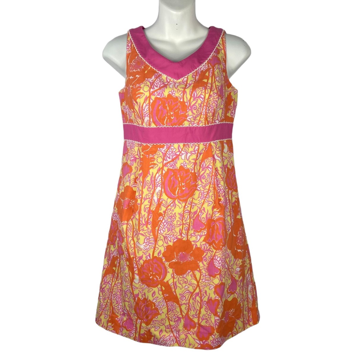 lilly pulitzer pink and orange dress Lilly Pulitzer Vintage Oranges Dress, Pink/Orange Womens Siz