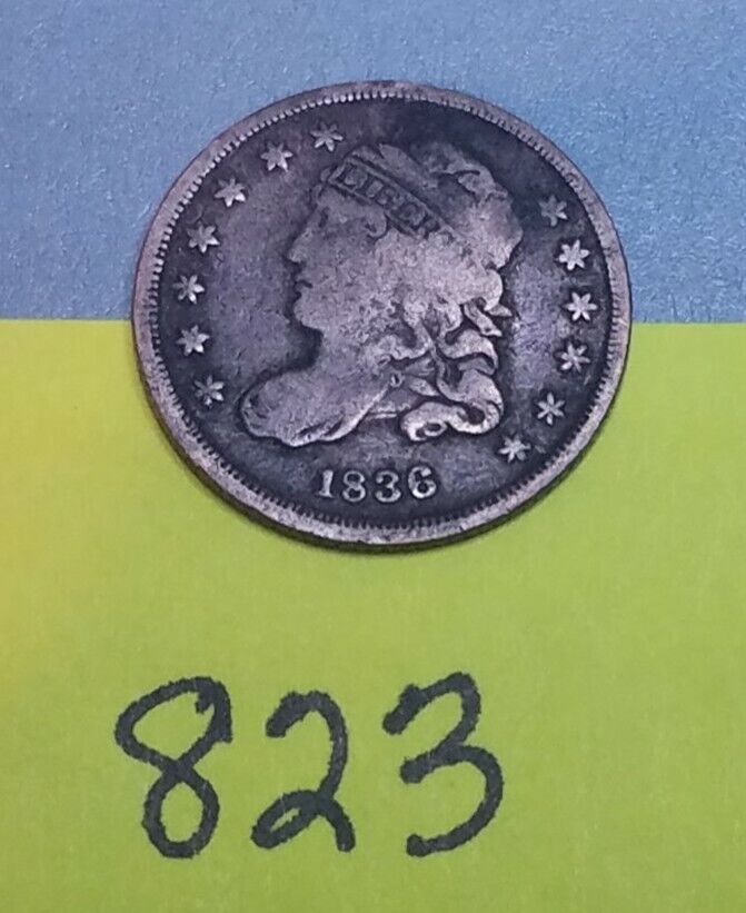 1836 Capped Bust Half Dime Silver - Nice Coin from Old Collectio