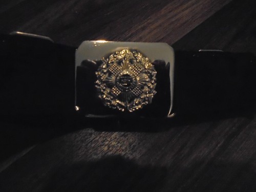 PIPE MAJORS AND PIPERS SCOTS GUARDS BLACK PATENT BELT BRITISH ARMY ISSUE - Picture 2 of 4