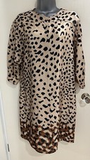 Mango leopard print short sleeve shift dress Size Large UK 12