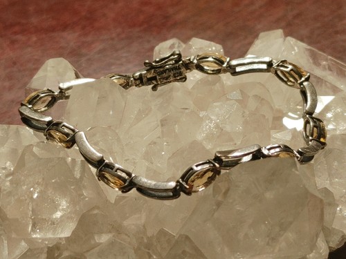Sterling Silber und ?Citrin Topas Tennis Armband gemarkt 925 Thailand 6,5 Zoll - Bild 2 von 13