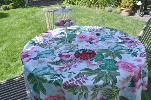 Tischdecke Provence 160 cm rund rosa Blumen Frankreich pflegeleicht bügelfrei - 第 1/7 張圖片