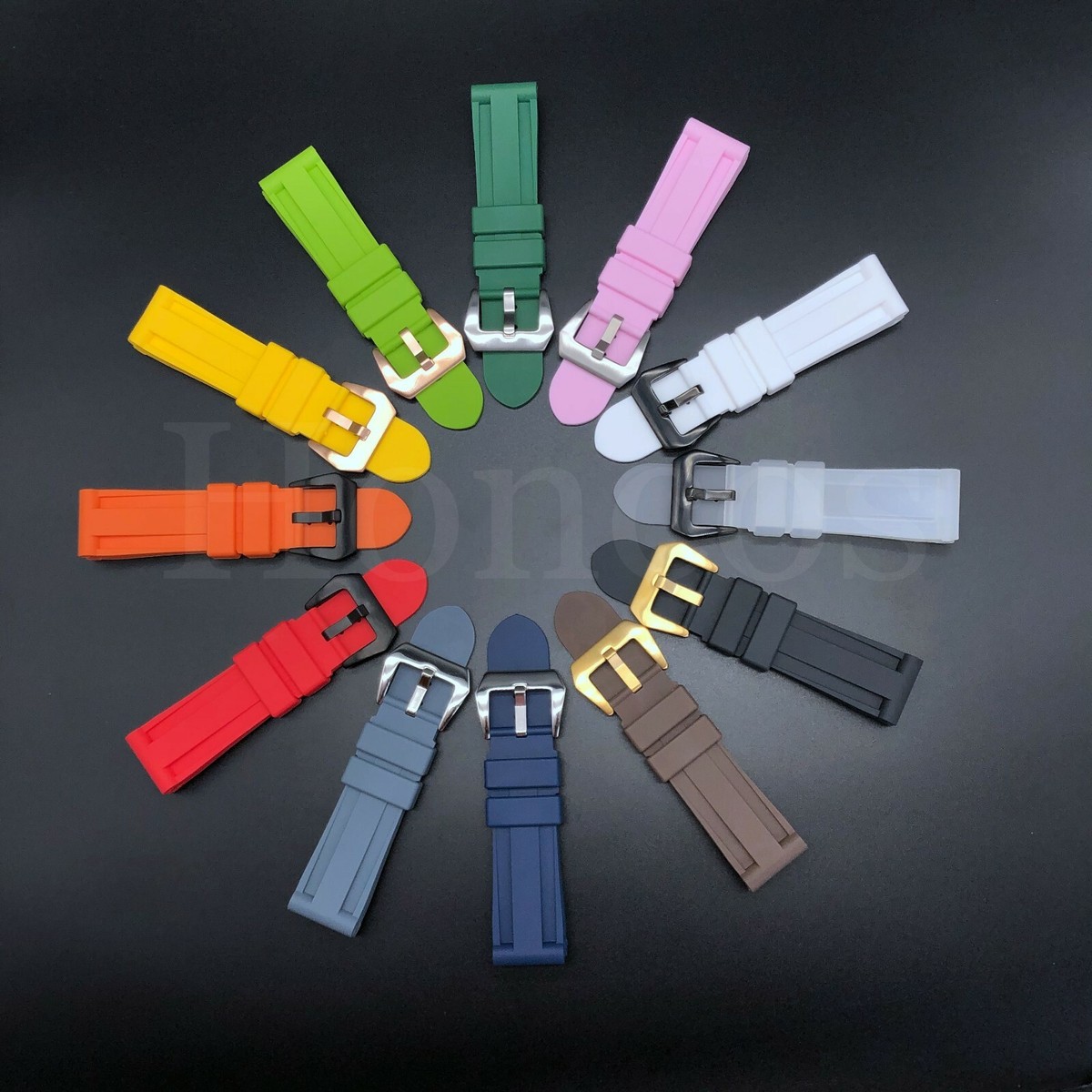 22 24 26MM Black Blue Rubber Strap Band Diver Pro
