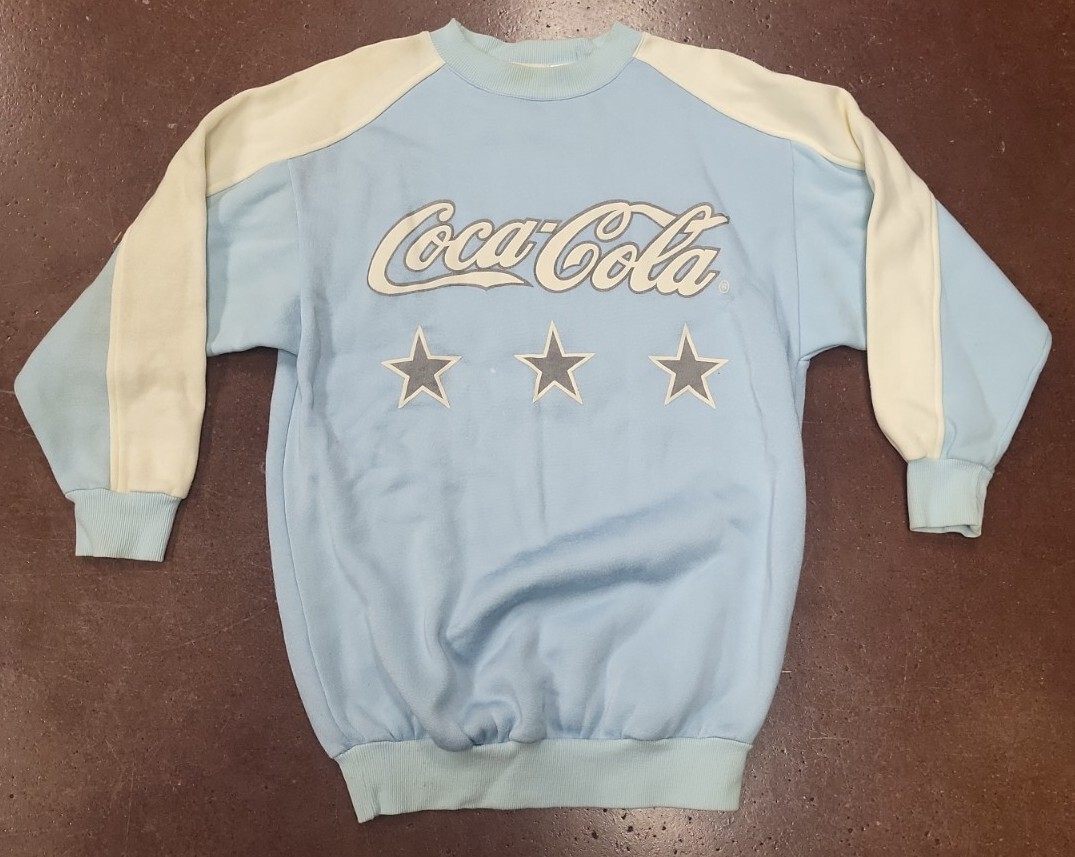 Vintage Coca Cola 80s Baby Blue Crewneck Sweatshirt … Gem