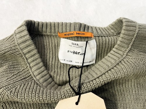 EUC! Zara Knit Boys Green Basic Crewneck Sweater Sz 8 100% Cotton - Picture 3 of 6