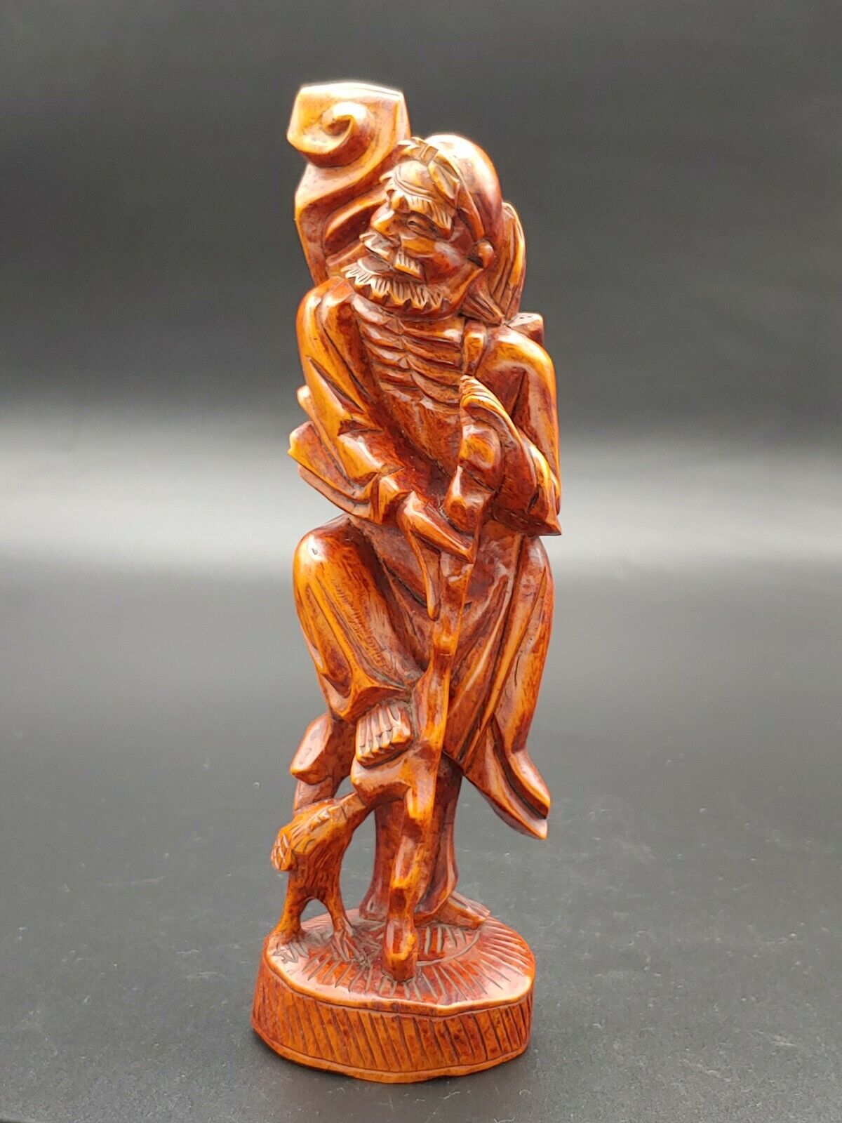 民国黄杨木雕像铁拐李Antique Chinese Boxwood Engraved Sculpture