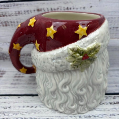 Taza de cerámica Tis the Season Santa 20 oz artículo 473625 Susan Winget pintada a mano 2001 - Imagen 4 de 11