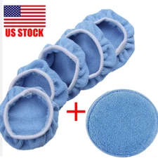 5X Car Wax Polisher Pads Microfiber Polishing Auto Bonnet Waxing Buffing Cover