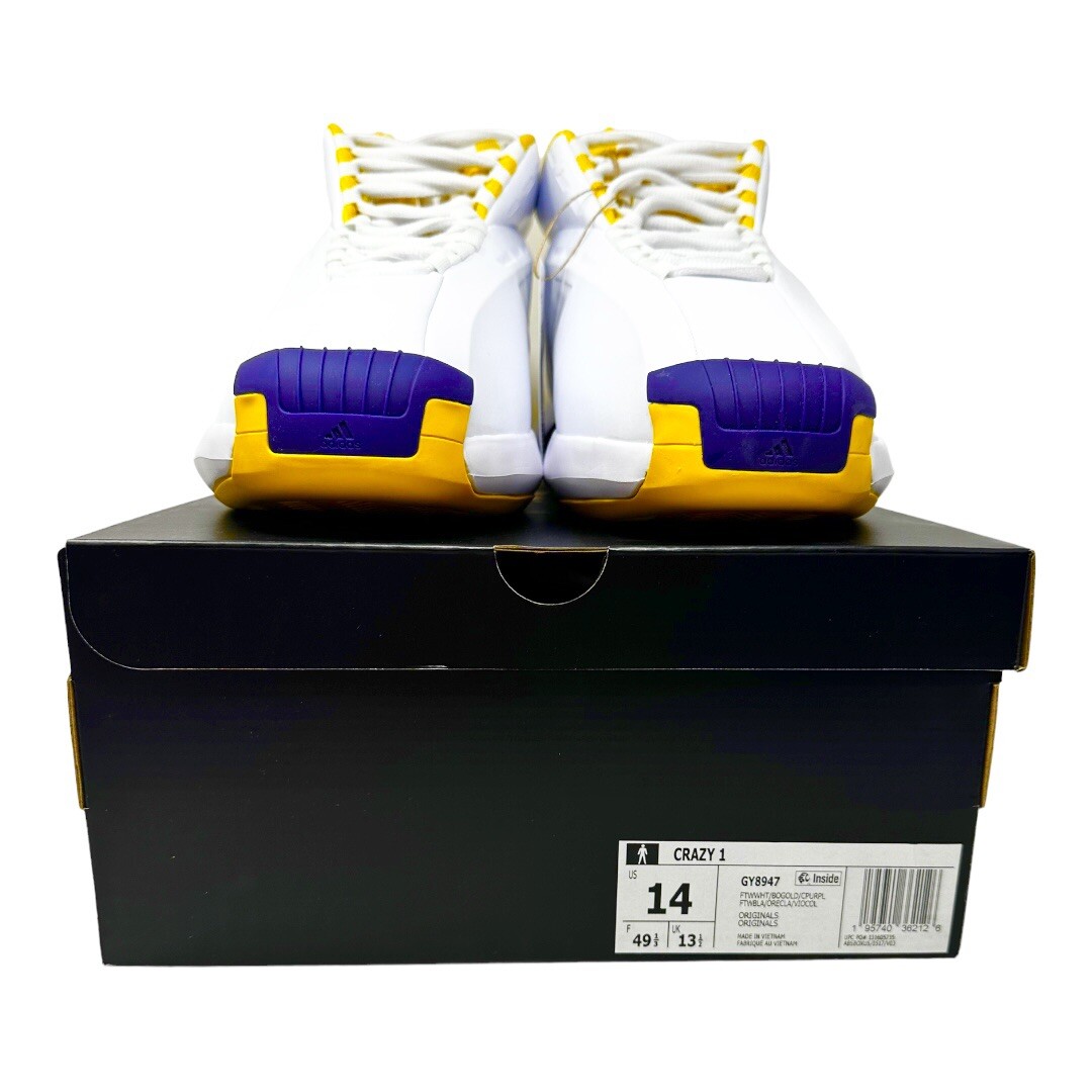 Adidas Crazy 1 Lakers Home GY8947 White/Gold/Purple Size 14 | eBay