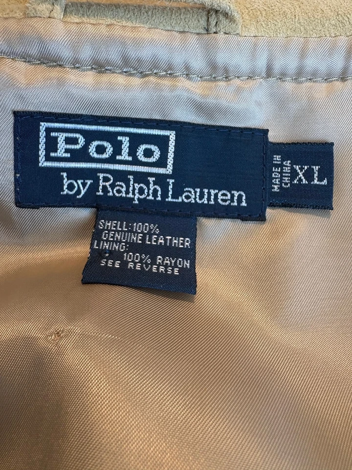 Chaqueta de gamuza Polo Ralph Lauren XL con cremallera frontal. (Tostado) Foto 2 de 4