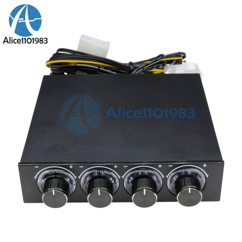 3.5" PC HDD CPU 4 Channel Fan Speed Controller Control Led Cooling Front Panel - Afbeelding 5 van 11